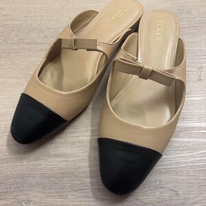 J. Crew Beige and Black Bow Mules